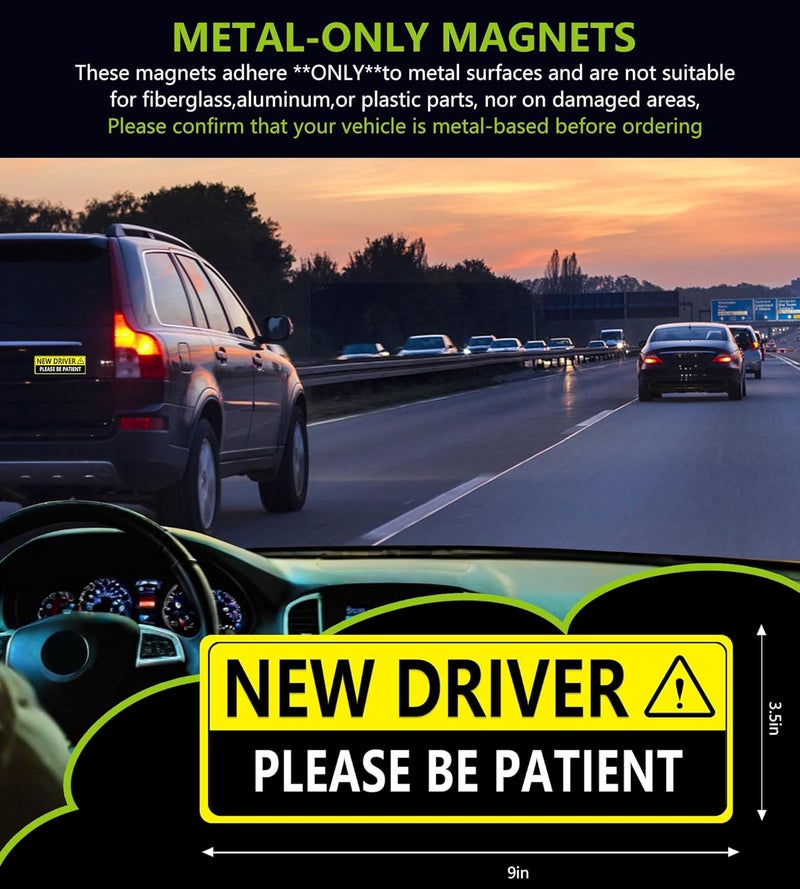 Pakeed Funny Reusable New Driver Magnet for Car Please Be Patient Student Driver Magnet New Driver, Teen Rookie Novice Vehicle Bumper Sticker for Men - Image 2